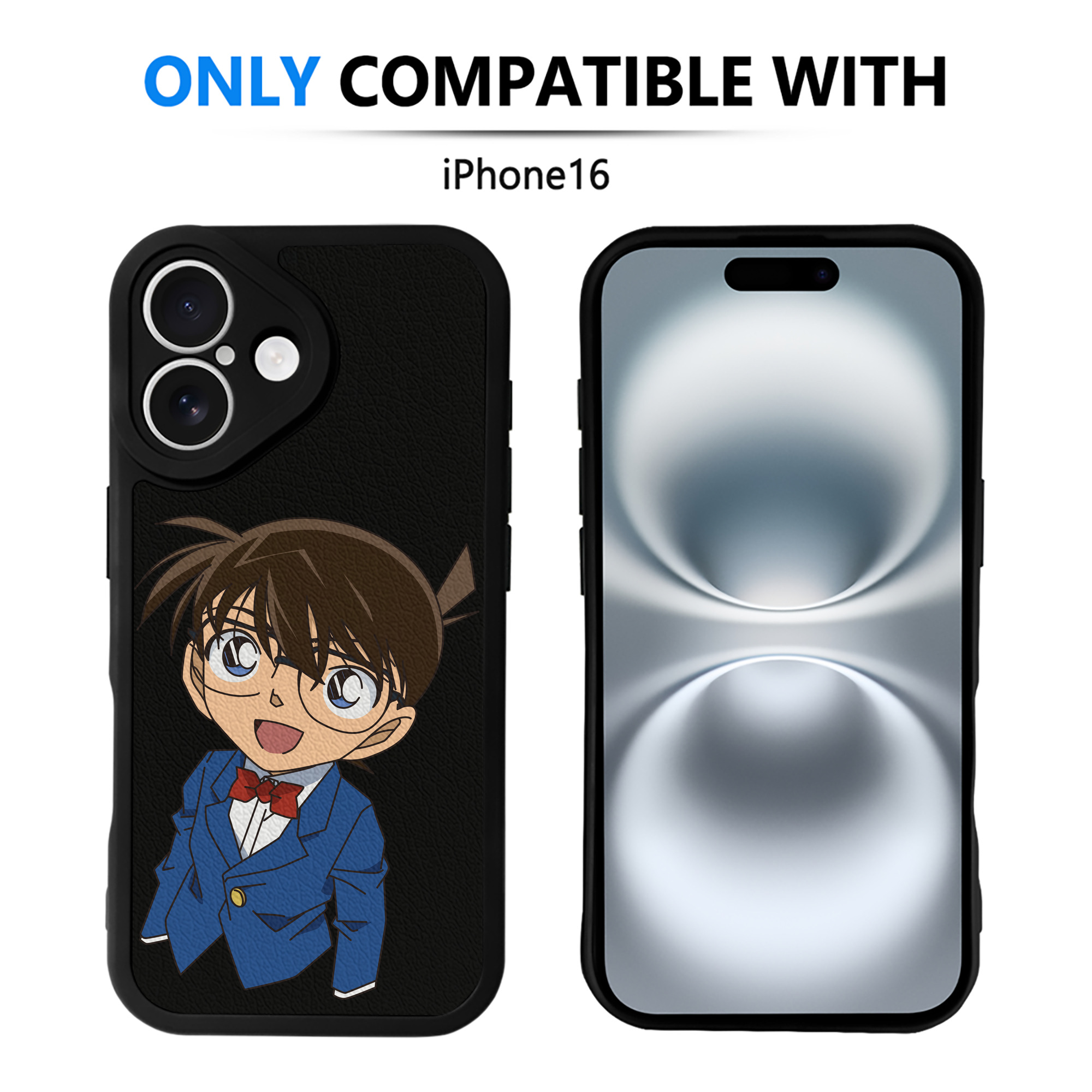 （画像用） 名探偵コナン 江戸川 コナン Detective Conan Conan Edogawa 【iPhone 16シリーズ対応】シリコンスマホケース（レザー調） 材質：シリコン